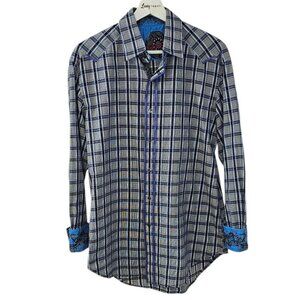 Robert Graham Mens Long Sleeve Button Up Shirt, Flip Cuff, Cotton, Size M